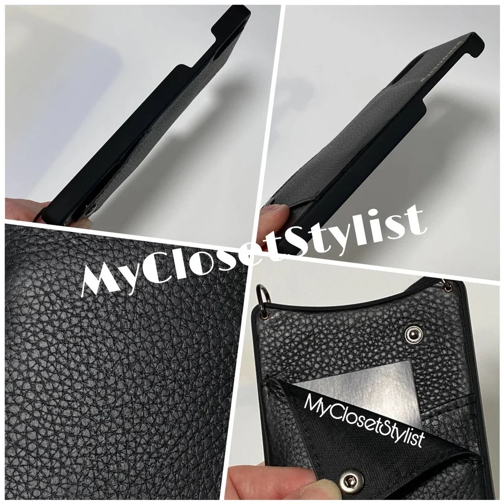 BANDOLIER Black Leather Wallet iPhone XS MAX Crossbody CASE NEW! Pewter Unisex